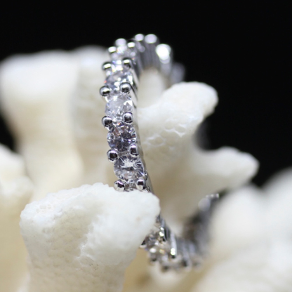 14kt Gold Dipped Tri Shape White Topaz Rings Set - Picture 6 of 8